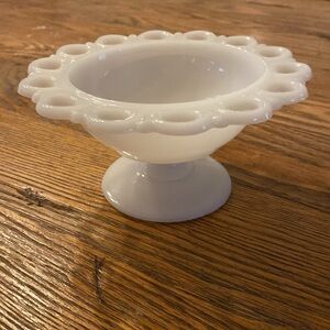 Vintage white milk glass candy dish